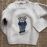 Maglione burro con orso ricamato a mano La Mascot 542102608