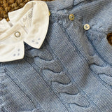 Completo incrociatino + ghettine lavorazione trecce azzurro Mi Lucero x LA NUVOLA LAB I25299