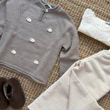 Maglioncino tortora ricamato con pecorelle Mi Lucero x LA NUVOLA LAB I24115