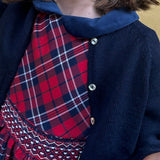 Red and blue tartan dress with smocking embroidery FCCM003VERR