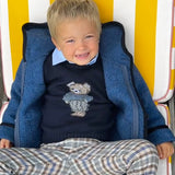 Maglione blu con orso ricamato a mano La Mascot 541403188