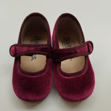 Scarpe ballerine in velluto bordeaux con bottone 17351