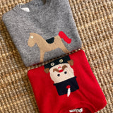 Pullover maglioncino natalizio misto cashmere con intarsio cavallino a dondolo FCCB216GFLL