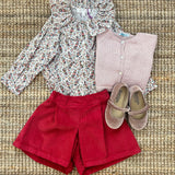 Pink crewneck cardigan newborn Mi Lucero x LA NUVOLA LAB I24064