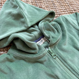 Felpa con cappuccio in ciniglia verde 25VELHGR