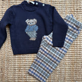 Maglione blu con orso ricamato a mano La Mascot 541403188