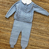 Completo incrociatino + ghettine lavorazione trecce azzurro Mi Lucero x LA NUVOLA LAB I25299