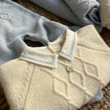 Tutina con colletto e lavorazione rombi burro Dr Kid DK120