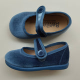 Scarpe ballerine in velluto carta da zucchero con bottone 17351