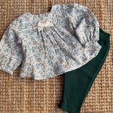 Completo spezzato camicetta fiori e ghettine verde Dr Kid DK135