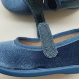 Scarpe ballerine in velluto carta da zucchero con bottone 17351