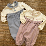 Tutina newborn in flanella vichy con pecorelle ricamate F25N151TUNC