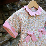 Pink crewneck cardigan newborn Mi Lucero x LA NUVOLA LAB I24064