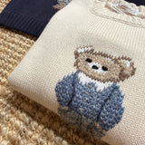 Maglione burro con orso ricamato a mano La Mascot 542102608