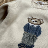 Maglione burro con orso ricamato a mano La Mascot 542102608