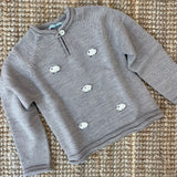 Maglioncino tortora ricamato con pecorelle Mi Lucero x LA NUVOLA LAB I24115