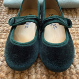 Scarpe ballerine in velluto verde con bottone 17351