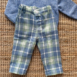 Pantalone tartan salvia e azzurro Isi Boy F25B215PNRS