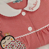 Grembiule LAB vichy rosso e bianco rifinito con serpentina