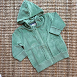 Felpa con cappuccio in ciniglia verde 25VELHGR