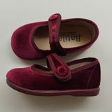 Scarpe ballerine in velluto bordeaux con bottone 17351