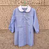 Grembiule LAB vichy bianco e azzurro collo tondo profilato in cotone