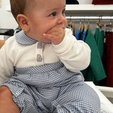 Tutina newborn in flanella vichy con pecorelle ricamate F25N151TUNC