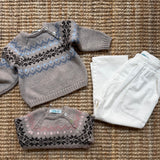 Maglione jacquard tortora azzurro Mi Lucero x LA NUVOLA LAB I25286