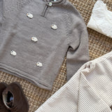 Maglioncino tortora ricamato con pecorelle Mi Lucero x LA NUVOLA LAB I24115