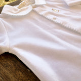 Pink crewneck cardigan newborn Mi Lucero x LA NUVOLA LAB I24064