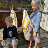 Maglione blu con orso ricamato a mano La Mascot 541403188