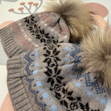 Cappello lana merino motivo jacquard con pompom Mi Lucero x LA NUVOLA LAB I25287