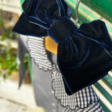 Camicetta LAB Clizia quadretto vichy blu e bianco con colletto petalo a manica lunga