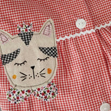 Grembiule LAB vichy rosso e bianco rifinito con serpentina