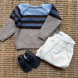 Maglione righe tortora azzurro Mi Lucero x LA NUVOLA LAB I25284