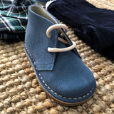 Scarpe stringate in pelle scamosciata blu jeans B2143