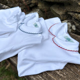 Body LAB newborn bianco con colletto tondo profilato in blu