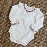 Body latte collo frill ricamo bordeaux Dr Kid DK108