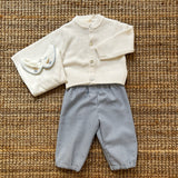 Pantalone in flanella bianco e azzurro Malvi F25N147PNNC