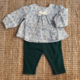 Completo spezzato camicetta fiori e ghettine verde Dr Kid DK135