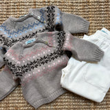 Maglione jacquard tortora azzurro Mi Lucero x LA NUVOLA LAB I25286