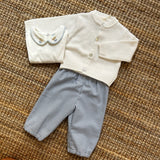 Pantalone in flanella bianco e azzurro Malvi F25N147PNNC