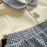 Tutina newborn in flanella vichy con pecorelle ricamate F25N151TUNC