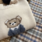 Maglione burro con orso ricamato a mano La Mascot 542102608