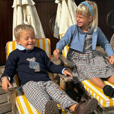 Maglione blu con orso ricamato a mano La Mascot 541403188