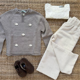 Maglioncino tortora ricamato con pecorelle Mi Lucero x LA NUVOLA LAB I24115