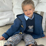 Maglione blu con orso ricamato a mano La Mascot 541403188