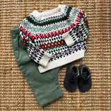 Maglione jacquard latte verde rosso Mi Lucero x LA NUVOLA LAB I25286