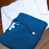 Cardigan scollo V misto cashmere blu Mariella Ferrari MGM11