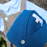 Cardigan scollo V misto cashmere blu Mariella Ferrari MGM11